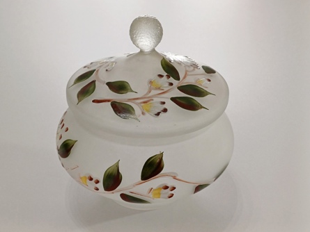 skleněná dóza, bonboniéra, cukřenka, secese, Art Deco
