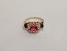 zlatý dámský prsten s rubínem, Au 585/1000, 14 kt, Art Deco, I.ČSR