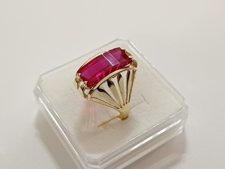 dámský zlatý prsten, rubín, ryzost 585/14k, 5,23 g