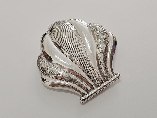 Art Deco pudřenka - mořská mušle, Ag 835/1000, 70 g, I. ČSR