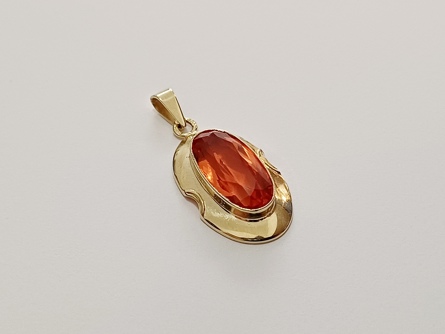 dámský zlatý přívěs spessartin/oranžový citrín, ryzost 585/14k, 3,46 g