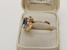 zlatý prsten se safírem, Au 585/1000, 14 kt, Art Deco, I.ČSR