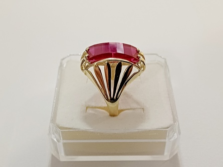 dámský zlatý prsten, rubín, ryzost 585/14k, 5,23 g