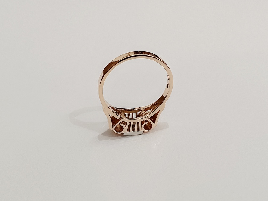 zlatý dámský prsten s diamantem, Art Deco, Au 585/1000, 14 kt, Vídeň