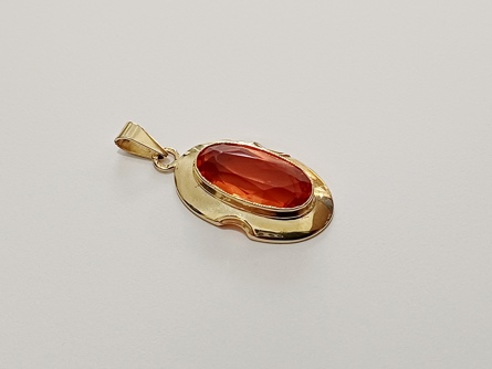 dámský zlatý přívěs spessartin/oranžový citrín, ryzost 585/14k, 3,46 g