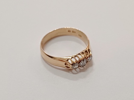 dámský zlatý prsten, diamanty, ryzost 580/14k, 2,96 g, RU, 19. století