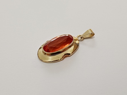 dámský zlatý přívěs spessartin/oranžový citrín, ryzost 585/14k, 3,46 g