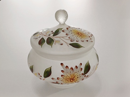 skleněná dóza, bonboniéra, cukřenka, secese, Art Deco
