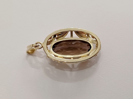 dámský zlatý přívěs s přírodní záhnědou, ryzost 585/14k, 5,12 g