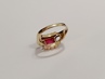 zlatý dámský prsten s rubínem, Au 585/1000, 14 kt, Art Deco, I.ČSR