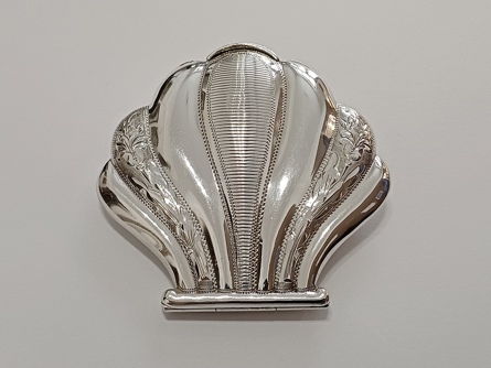 Art Deco pudřenka - mořská mušle, Ag 835/1000, 70 g, I. ČSR