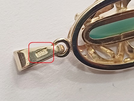 dámský zlatý přívěs s chryzoprasem, 1,92 g