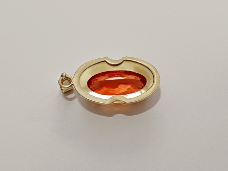 dámský zlatý přívěs spessartin/oranžový citrín, ryzost 585/14k, 3,46 g