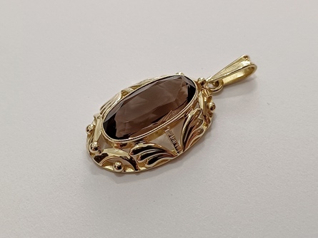 dámský zlatý přívěs s přírodní záhnědou, ryzost 585/14k, 5,12 g