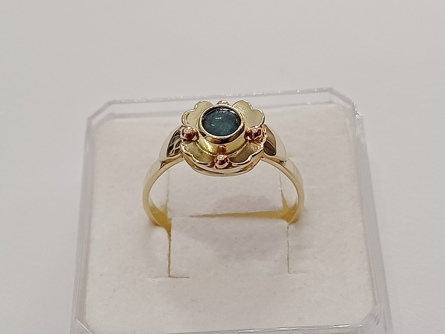 dámský zlatý prsten, čtyřlístek, opál, ryzost 585/14k, 2,91 g