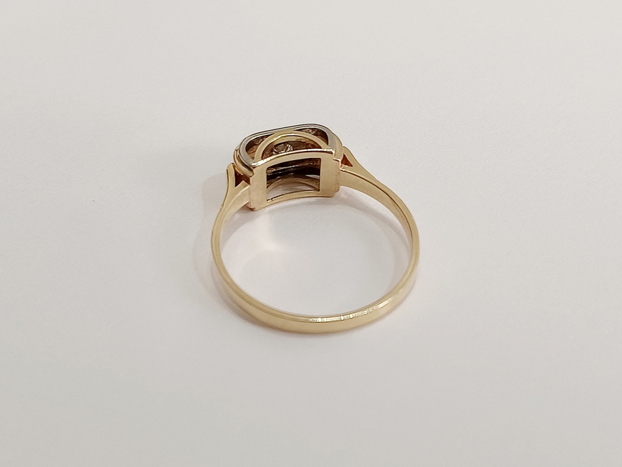 zlatý dámský prsten s diamantem, Art Deco, Au 585/1000, 14 kt, I. ČSR