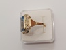 dámský zlatý prsten, akvamarín, ryzost 585/14k, 8,87 g, I.ČSR, lvíček