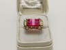 zlatý dámský prsten s rubínem, Au 585/1000, 14 kt, Art Deco, I.ČSR