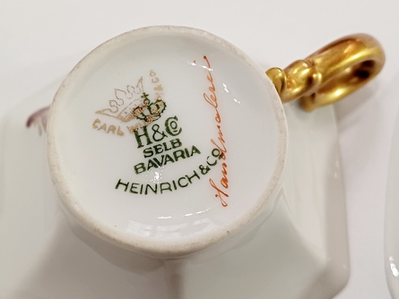 šálek Heinrich Co., styl Rosenthal, erb Helgoland, ArtDeco