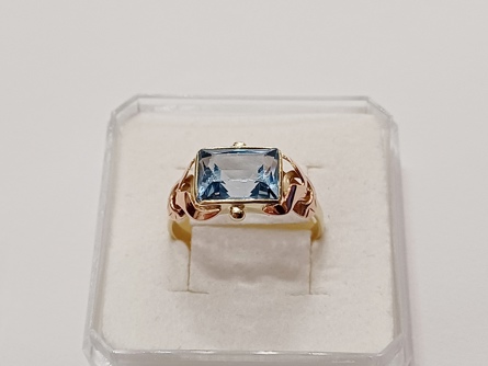 dámský zlatý prsten, akvamarín, ryzost 585/14k, 2,92 g
