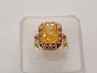 dámský zlatý prsten, citrín, ryzost 585/14k, 5,69 g, I.ČSR, lvíček
