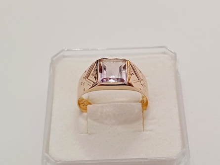 dámský zlatý prsten, ametyst, ryzost 580/14k, 3,42 g, RU, 19. století