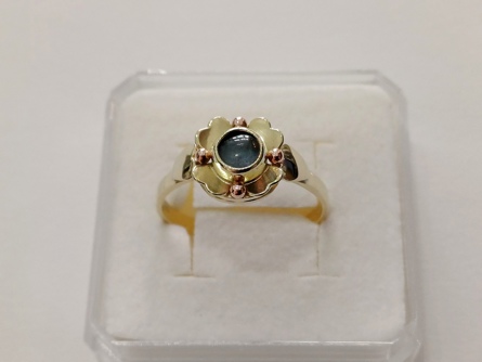dámský zlatý prsten, čtyřlístek, opál, ryzost 585/14k, 2,91 g