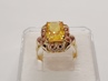 dámský zlatý prsten, citrín, ryzost 585/14k, 5,69 g, I.ČSR, lvíček