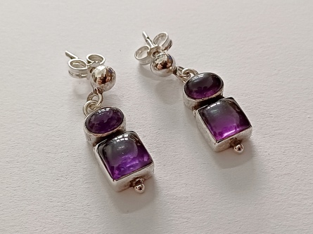 Dámské náušnice s ametysty, stříbro, Ag 925, 5,13 g