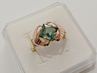 dámský zlatý prsten, zelený peridot/fluorit, ryzost 585/14k, 3,45 g