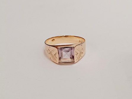 dámský zlatý prsten, ametyst, ryzost 580/14k, 3,42 g, RU, 19. století