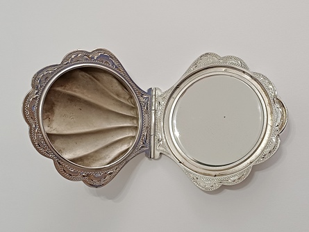 Art Deco pudřenka - mořská mušle, Ag 835/1000, 70 g, I. ČSR