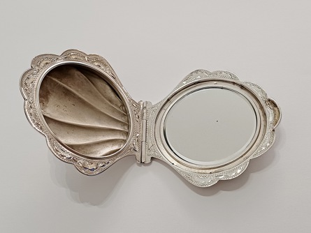 Art Deco pudřenka - mořská mušle, Ag 835/1000, 70 g, I. ČSR