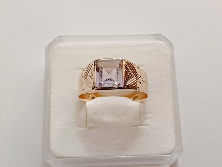 dámský zlatý prsten, ametyst, ryzost 580/14k, 3,42 g, RU, 19. století