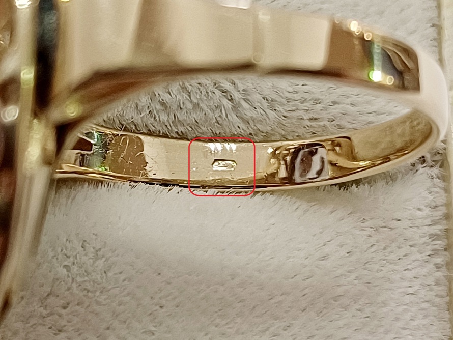 zlatý dámský prsten s modrým safírem, Au 585/1000, 14 kt, I. ČSR