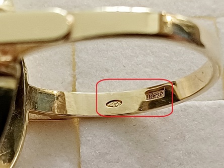 zlatý prsten s přírodním kamenem , ryzost 585/14 k, 5,16 g
