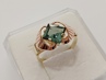 dámský zlatý prsten, zelený peridot/fluorit, ryzost 585/14k, 3,45 g