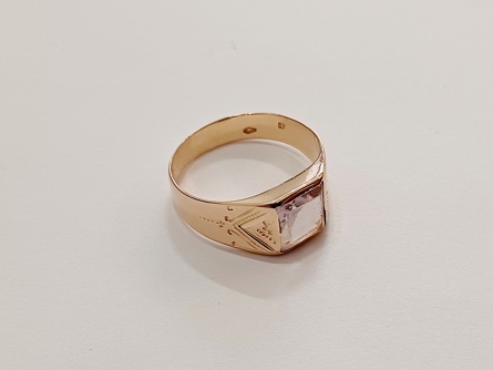 dámský zlatý prsten, ametyst, ryzost 580/14k, 3,42 g, RU, 19. století