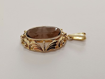 dámský zlatý přívěs s přírodní záhnědou, ryzost 585/14k, 5,12 g