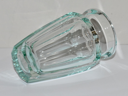 hranovaná váza Moser Eternity, beryl, Art Deco