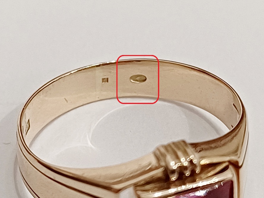 zlatý prsten s rubínem, Au 585/1000, 14 kt, 20. léta, I.ČSR