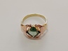 dámský zlatý prsten, zelený peridot/fluorit, ryzost 585/14k, 3,45 g