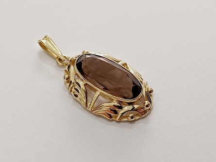 dámský zlatý přívěs s přírodní záhnědou, ryzost 585/14k, 5,12 g