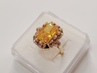 dámský zlatý prsten, citrín, ryzost 585/14k, 5,69 g, I.ČSR, lvíček