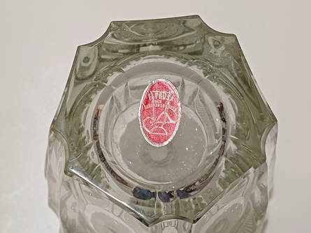 Velká karafa s odlivkami, Art Deco, F. Průša, styl Hloušek, Železný Brod
