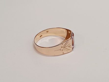 dámský zlatý prsten, ametyst, ryzost 580/14k, 3,42 g, RU, 19. století