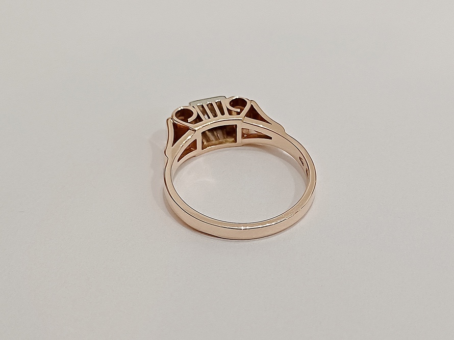 zlatý dámský prsten s diamantem, Art Deco, Au 585/1000, 14 kt, Vídeň