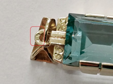 zlatý dámský přívěs s tyrkysovým berylem, Au 585/1000, I. ČSR