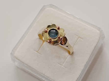 dámský zlatý prsten, čtyřlístek, opál, ryzost 585/14k, 2,91 g