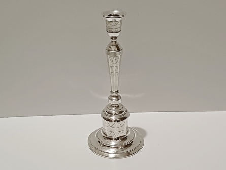 Svícen Art Deco , stříbro 800, 224 g, I. ČSR, kubismus